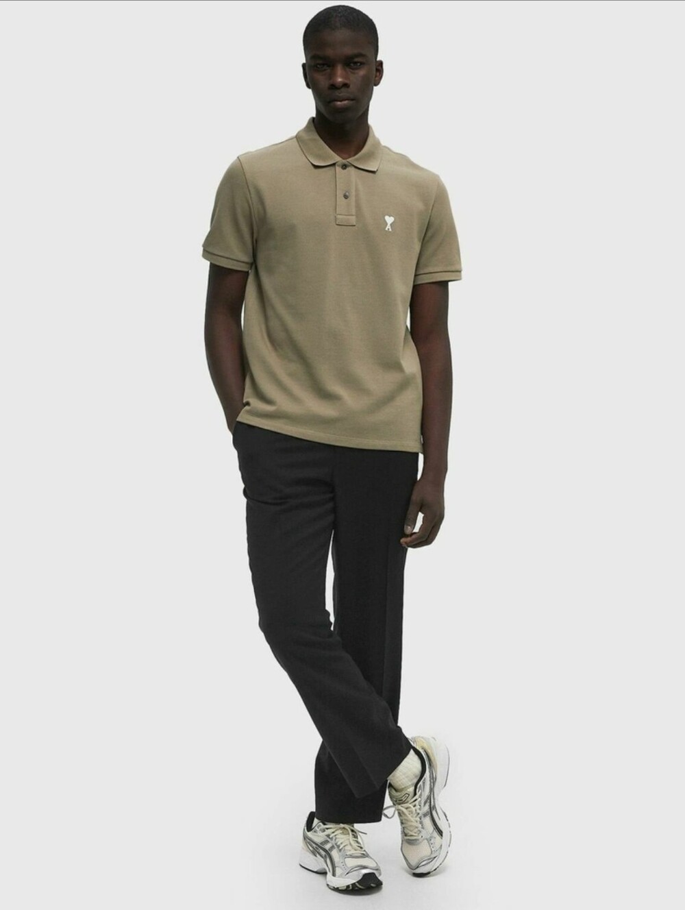 AMI Paris Classic AMI De Coeur Polo Shirt Brown Size Small